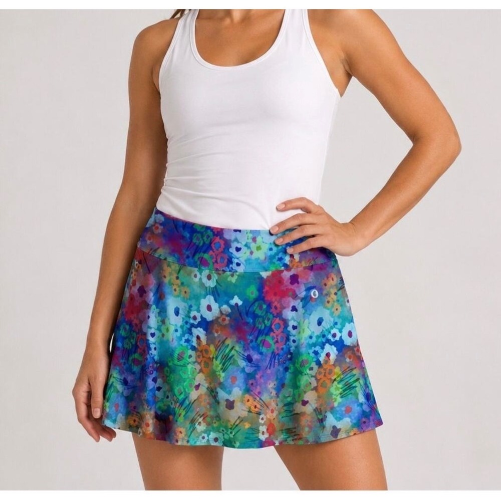 Dona Jo JoJo Skirt Flourish Floral Tennis Golf Skort XS Multi Color SK1202XS